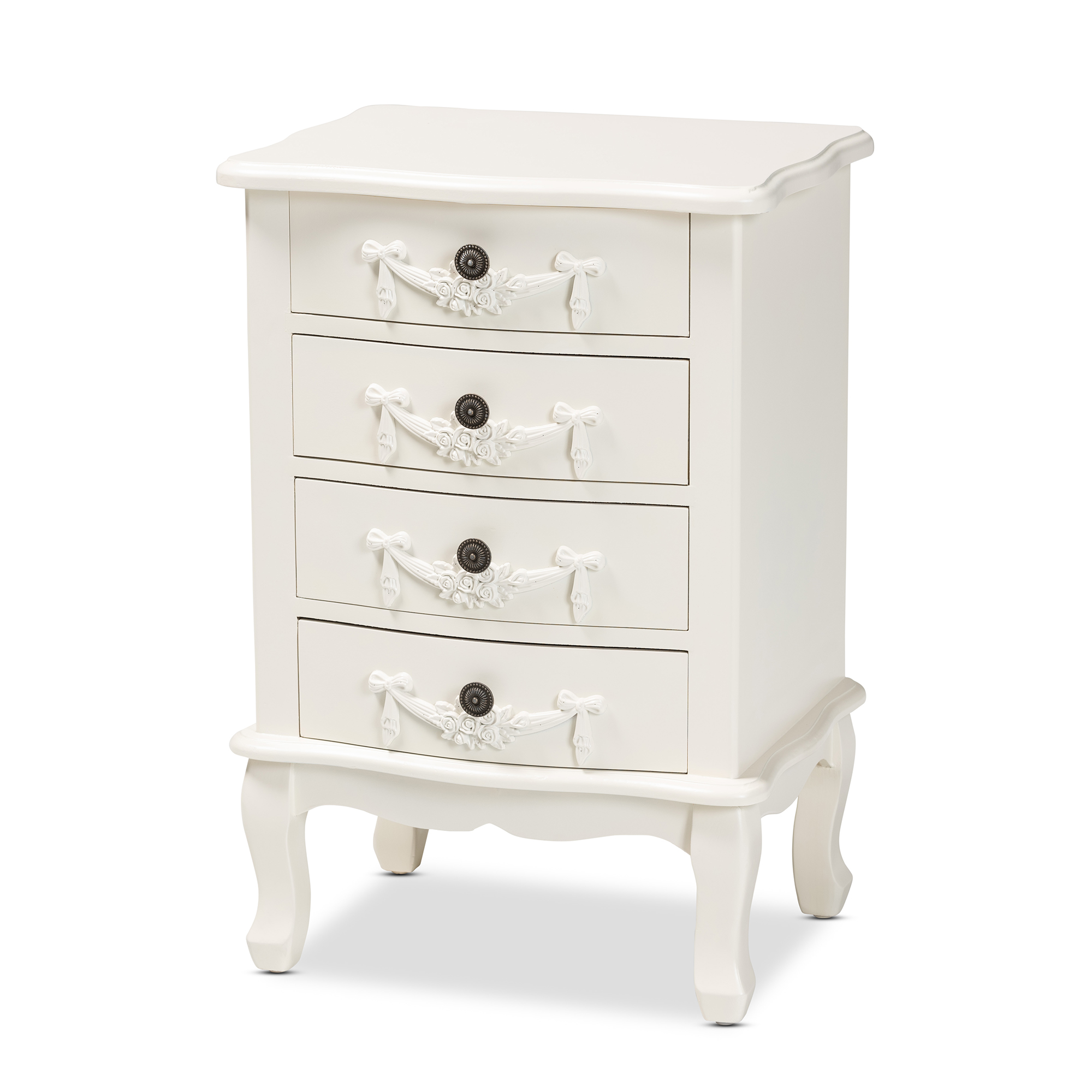 Baxton Studio Callen Classic and Traditional White Finished Wood 4-Drawer End Table